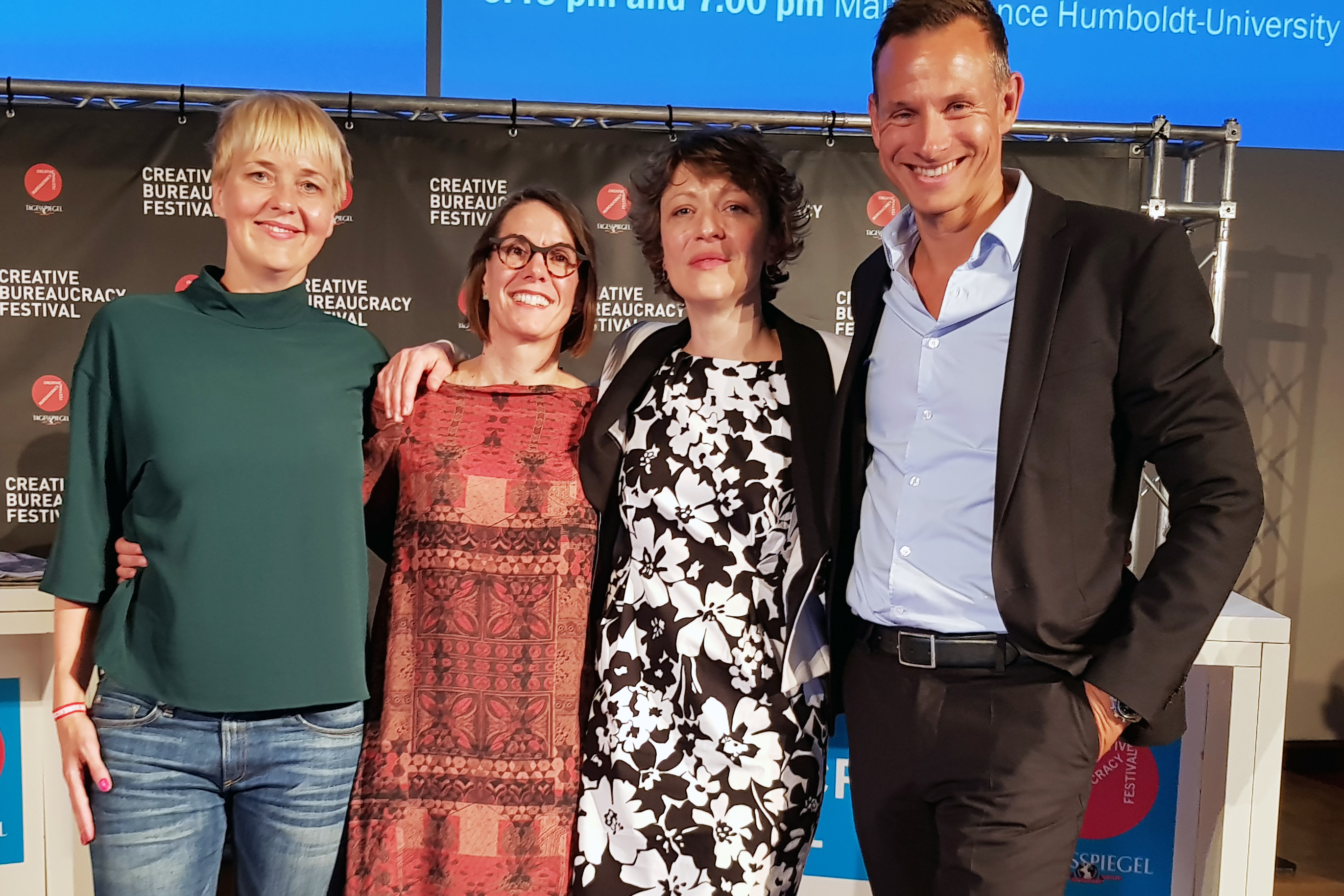 Foto: Chefkonsulent i COI Lene Krogh Jeppesen (t.v.) i selskab med Sabine Junginger (Luzern University of Applied Sciences and Arts & Politics for Tomorrow, Caroline Paulick-Thiel (Politics for Tomorrow) og Christian Bason (Dansk Design Center).